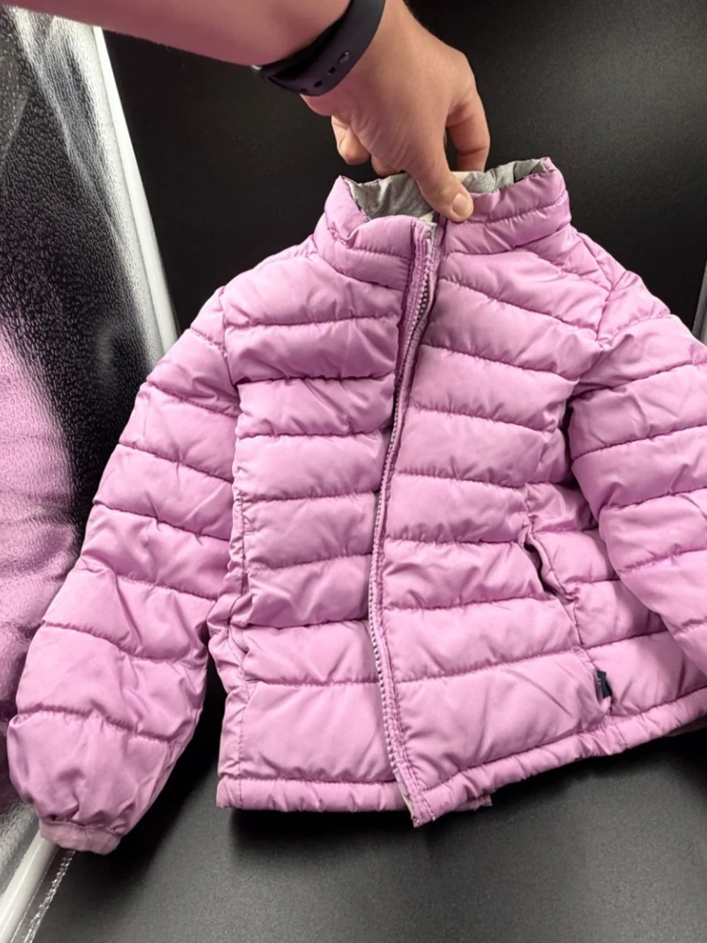 Gap Baby Girls 3T Disney Minnie Mouse Reversible Puffer Jacket Pink Gray Hearts